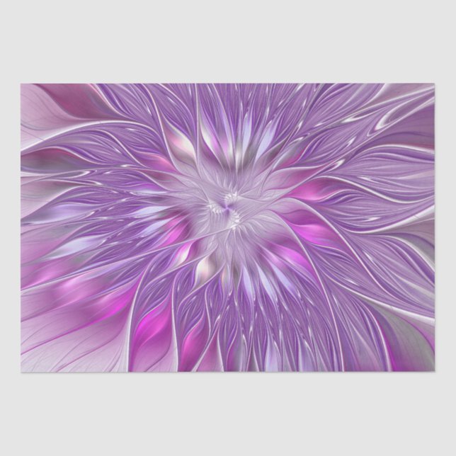 Papel De Seda Arte Fractal Abstrata Flor Paixão Roxo Rosa (Frente )