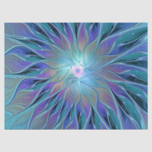 Papel De Seda Arte Fractal Abstrato de Sonho Roxo Azul