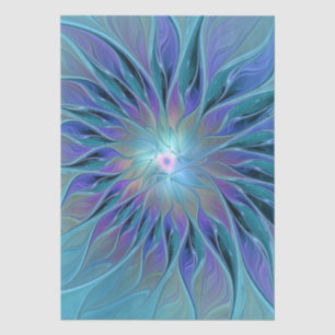Papel De Seda Arte Fractal Abstrato de Sonho Roxo Azul