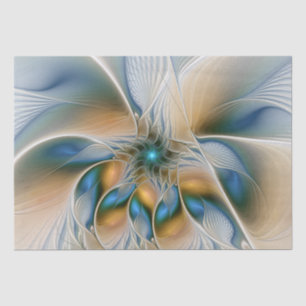 Papel De Seda Arte Fractal, Abstrato Fantasia, Com Azul