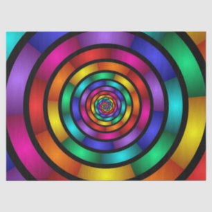 Papel De Seda Arte Fractal Arredondada e Psicodélica Colorida Mo