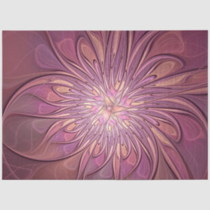 Papel De Seda Arte fractal floral moderna abstrata cores de baga