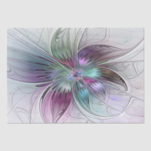 Papel De Seda Arte Fractal Floral Moderno Flor Abstrata Colorida