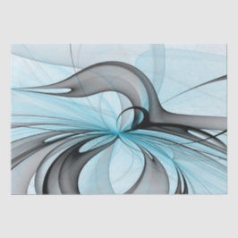 Papel De Seda Arte Fractal Moderna Abstrata Antracite Cinza Azul