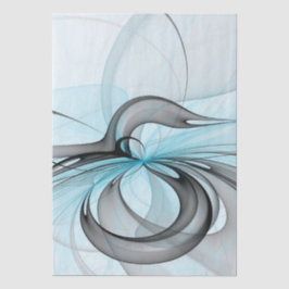 Papel De Seda Arte Fractal Moderna Abstrata Antracite Cinza Azul