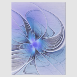 Papel De Seda Arte fractal moderna abstrata azul lavanda