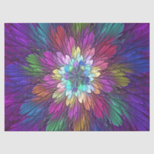 Papel De Seda Arte frontal Abstrato de Flor Psicodélica Colorida