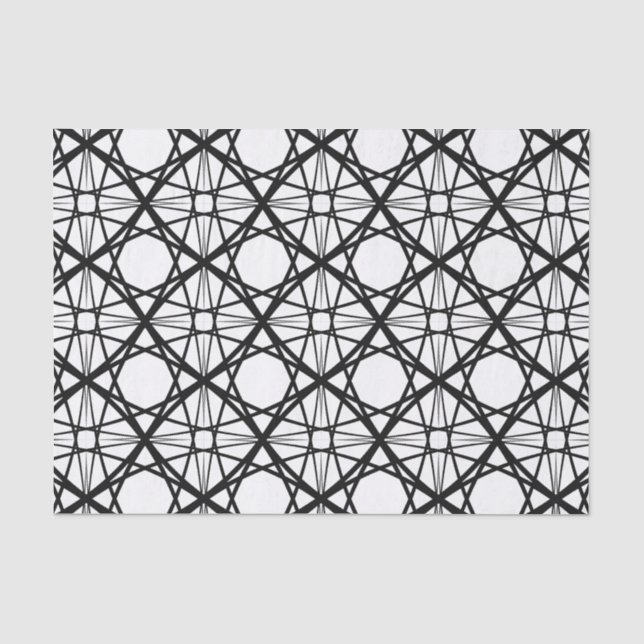 Papel De Seda Arte Geométrica Preta e Branca (Frente )