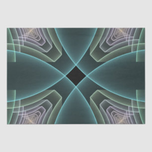 Papel De Seda Arte Gráfica Geométrica Fractal Azul Moderno
