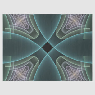 Papel De Seda Arte Gráfica Geométrica Fractal Azul Moderno