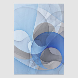Papel De Seda Arte Gráfico Fractal Abstrato Azul Cinza Moderno