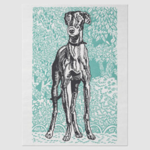 Papel De Seda Arte Greyhound Vintage de Moriz Jung com Fundo Azu