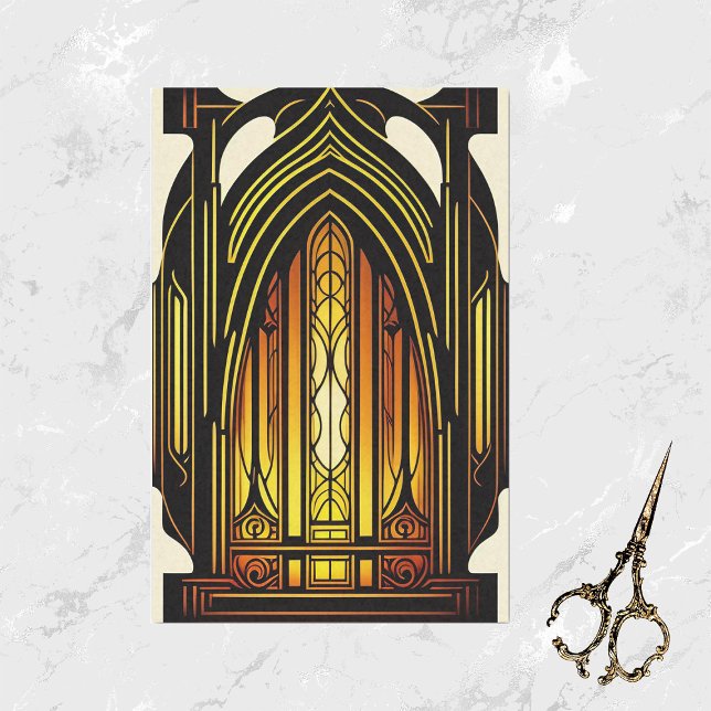 Papel De Seda Arte Laranja Moderna Nouveau Vidro Estampado (Criador carregado)