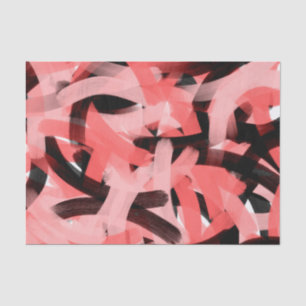 Papel De Seda Arte Negra-Preta, Rosa-Coral Moderna Abstrato