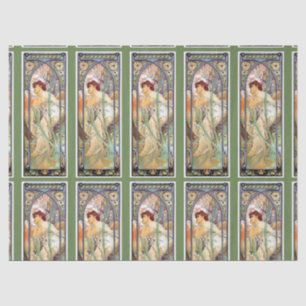 Papel De Seda Arte Nouveau de Mucha que envolve o lenço de pape