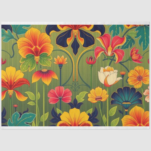 Papel De Seda Arte Nouveau - Dissociação Floral (Frente )