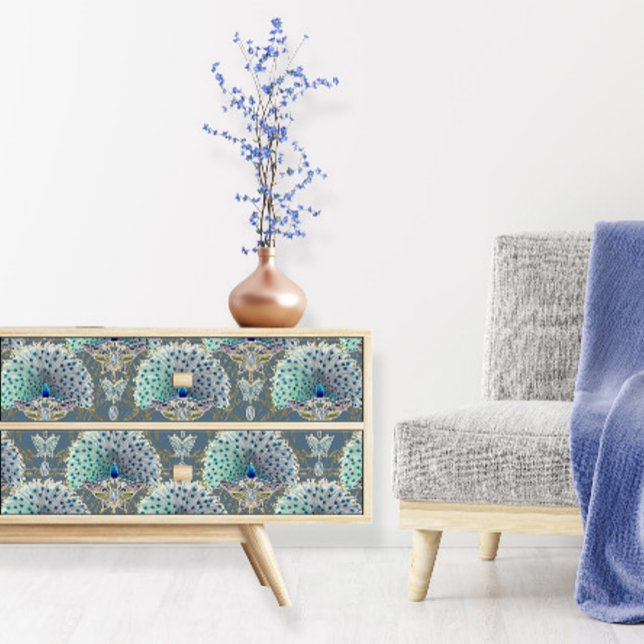 Papel De Seda Arte Nouveau Peacock Butterfly Marinho Deco (Criador carregado)