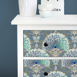 Papel De Seda Arte Nouveau Peacock Butterfly Marinho Deco