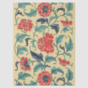 Papel De Seda Arte Nova Antiga Chinoiserie Floral Vermelho Chinê