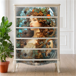 Papel De Seda Arte Nova Deusa do Verão Vitoriana Elegante
