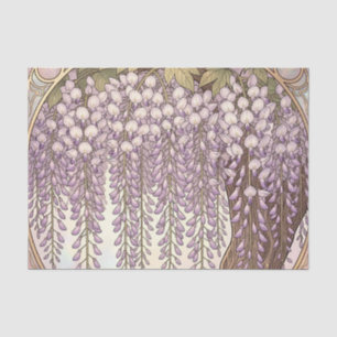 Papel De Seda Arte Nova Moldura Dourada Floral Wisteria