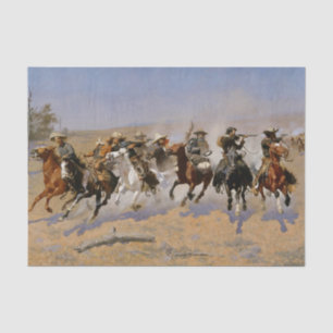 Papel De Seda Arte Ocidental de Frederic Remington “Fuga Para O 