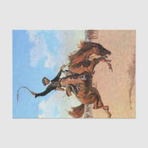 Papel De Seda Arte Ocidental de Frederic Remington “O Saltador d