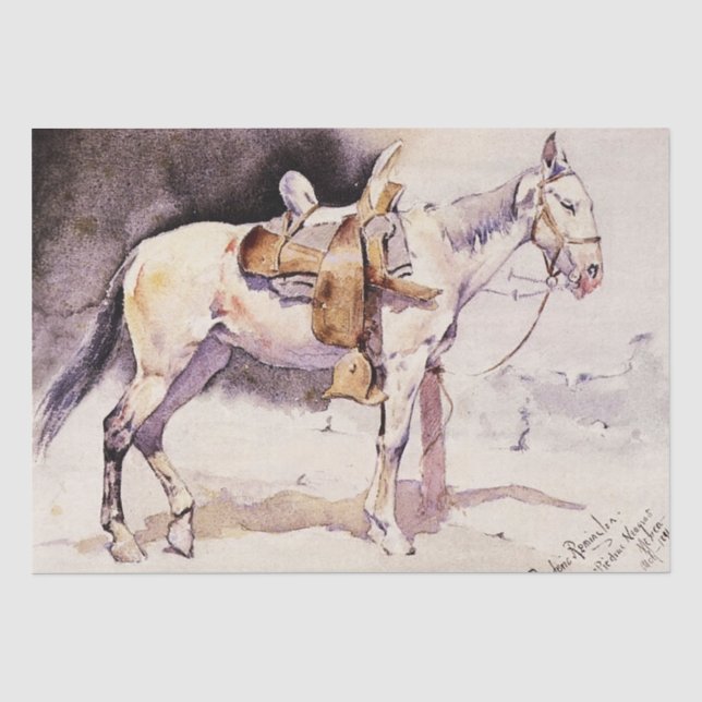 Papel De Seda Arte Ocidental de Frederic Remington Pônei Mexican (Frente )