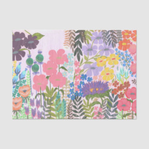 Papel De Seda Arte Original de Jardim de Flores Pintado