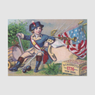 Papel De Seda Arte patriótica do vintage da bandeira do menino