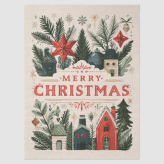 Papel De Seda Arte Popular Design de Vila Feliz Natal