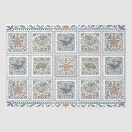 Papel De Seda Arte Popular Fantástica Colagem de Vida Marinha De