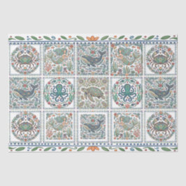 Papel De Seda Arte Popular Fantástica Colagem de Vida Marinha De