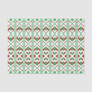 Papel De Seda Arte popular tribal e verde-letã vermelha