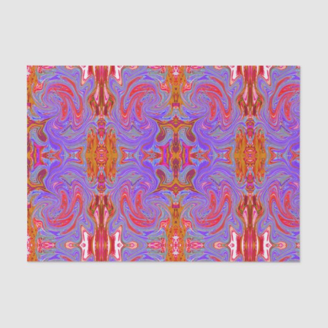 Papel De Seda Arte retrógrada de Abstrato de Groovy Vermelho e R (Frente )