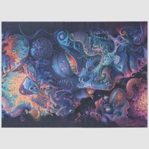 Papel De Seda Arte Vibrante de Abstrato Psicodélico de Dissociaç