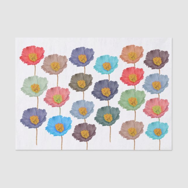 Papel De Seda Artefactos de decodificação floral com aquarela pi (Frente )