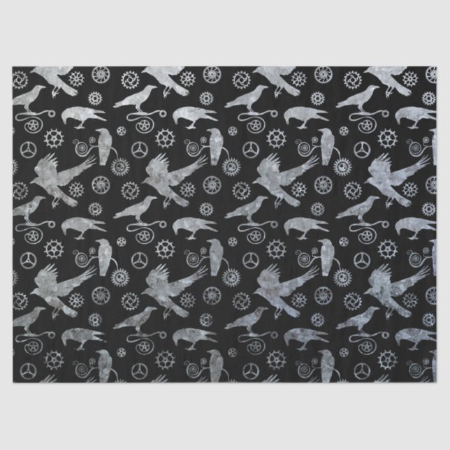Papel De Seda Artes e Corvos de Zinco de Prata Steampunk (Frente )