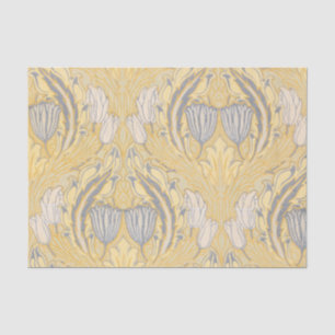 Papel De Seda Artes e Ofícios Walter Crane Tulipas Azuis Brancas