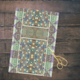Papel De Seda Artes Vermelhas Azuis Nouveau Ephemera Floral