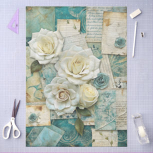 Papel De Seda Artesanato de Colagem Floral de Pastel de Cottagec