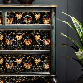 Papel De Seda Artesanato de Deco de Arte Negra de Besouros Flora