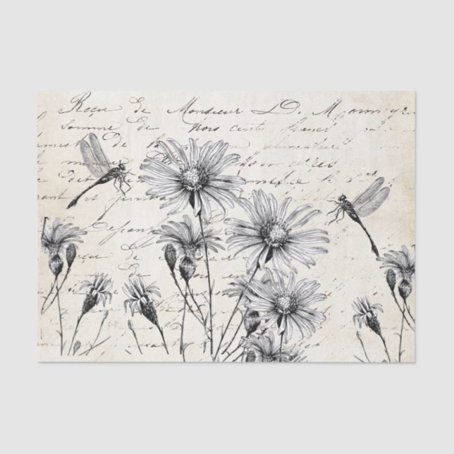 Papel De Seda Artesanato de Decoupage do Dragão-Flor-Selvagem do (Frente )