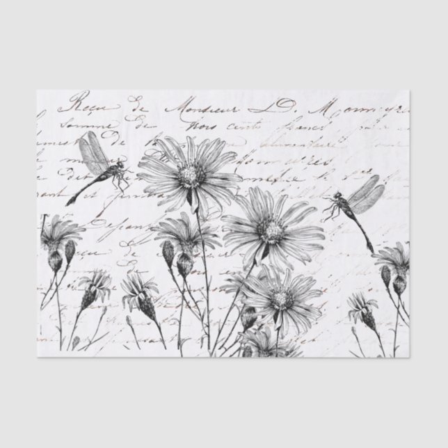 Papel De Seda Artesanato de Decoupage do Dragão-Flor-Selvagem do (Frente )