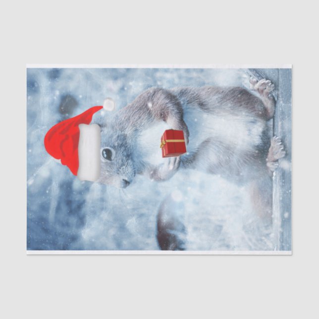Papel De Seda Artesanato de Decoupage do Esquilo do Natal (Frente )