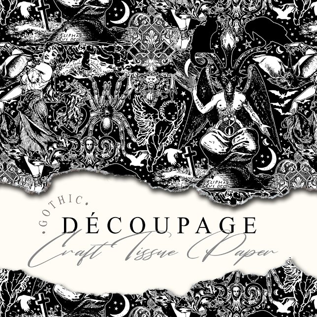 Papel De Seda Artesanato de Escrapbook Magnético Decoupage Gótic (Enjoy the mystical and the magical with this witchy Baphomet Gothic Tissue Paper.)