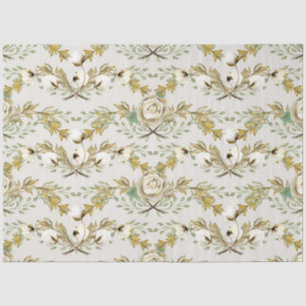 Papel De Seda Artesanato de mostarda Floral de Algodão Boll Vint