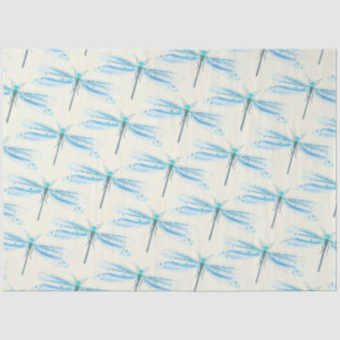 Papel De Seda Artesanato Padrão Bonito do Damselfly Azul Vintage