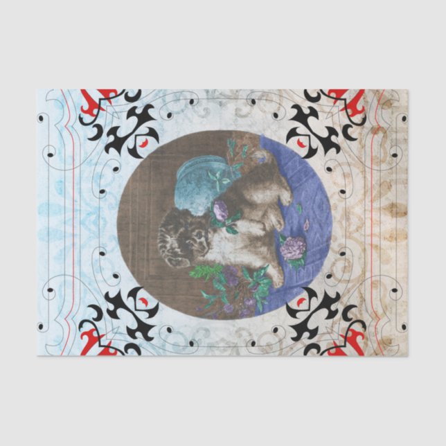 Papel De Seda Artesanatos bonitos e decoupage do motivo do cão (Frente )