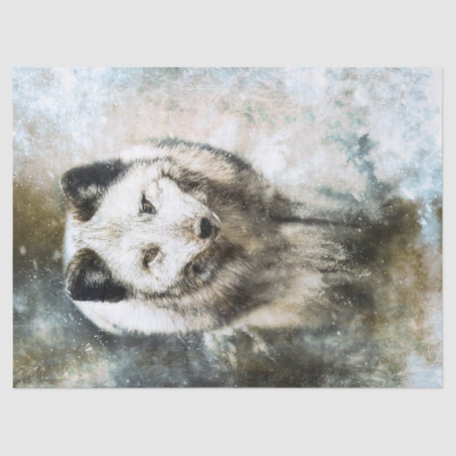 Papel De Seda Artic Fox Willife Watercolor (Frente )